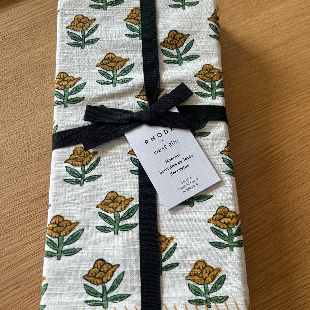West Elm Rhode Yellow and Green Floral Napkins